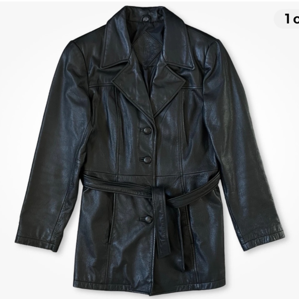 Jacqueline Ferrar vintage Genuine Leather
Jacket Women Size S Black Coat